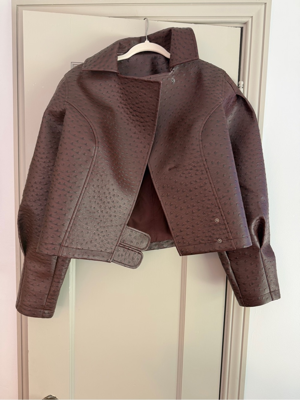NWT + Yellow The Label + Olsen Ostrich Jacket + Mahogany + Size Small